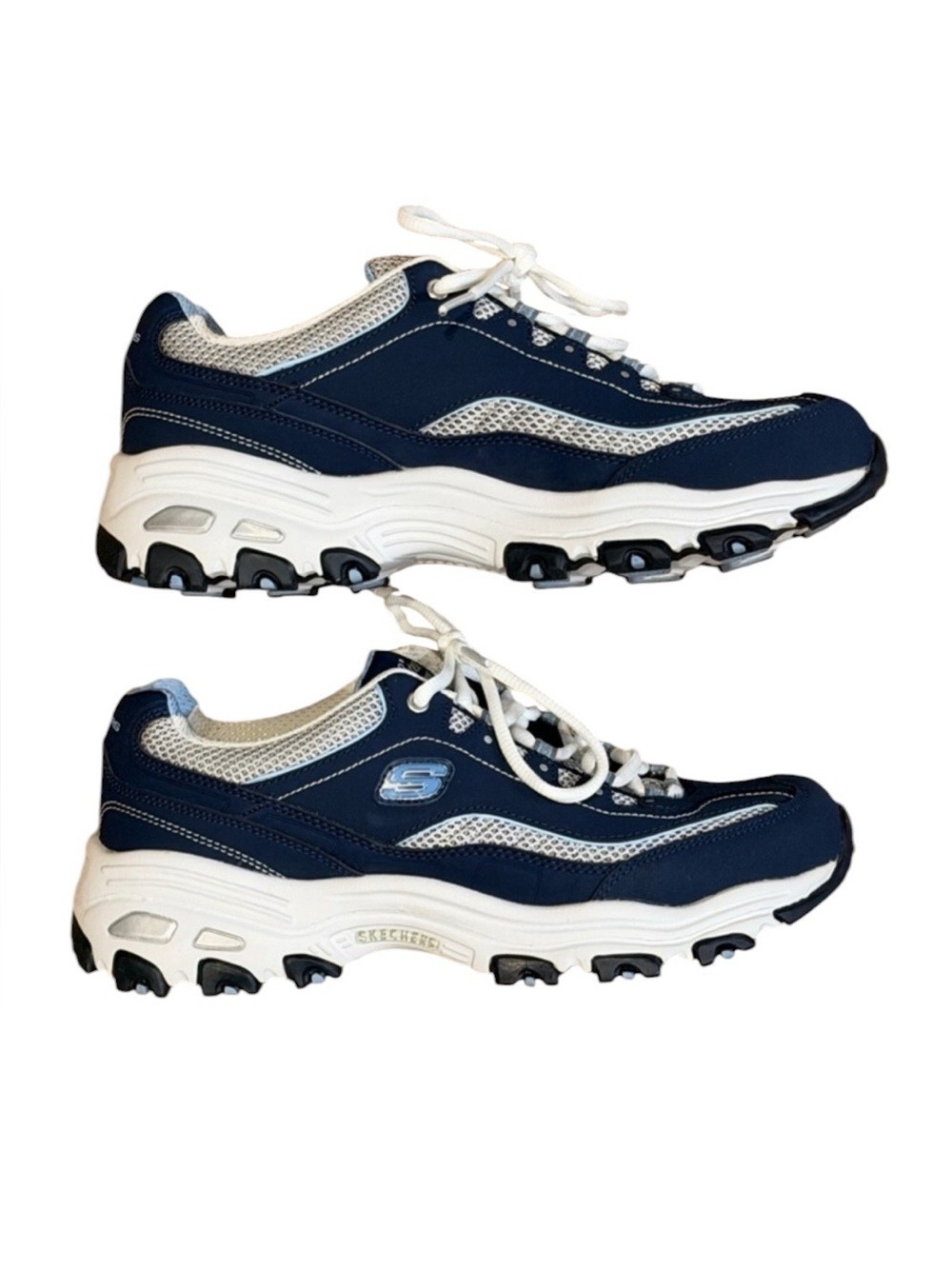 Skechers D'Lites Navy Blue White Sneakers Size 8.5 - Picture 3 of 9